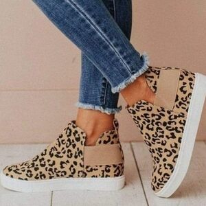 Toms Leopard Print Sneakers - Tan and Black